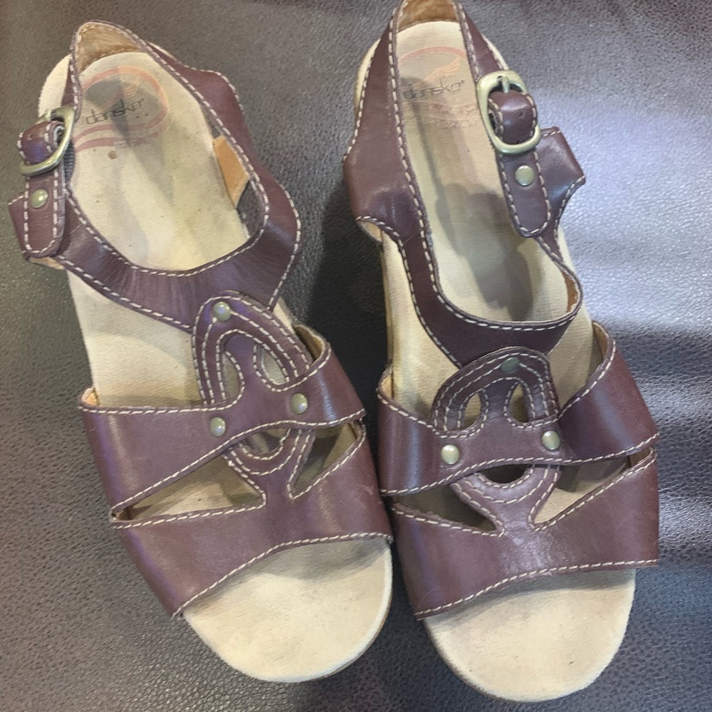 Dansko leather platform sandals, size 39
